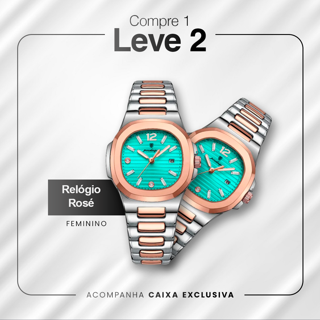 Relógio Feminino Rosé Compre 1 Leve 2 | 31mm Pulseira Ajustável + Caixa exclusiva